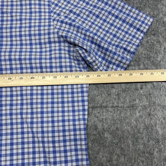 Ralph Lauren Shirt Mens L Blue Plaid Short Sleeve Classic Cotton Pony Hong Kong - Picture 11 of 13